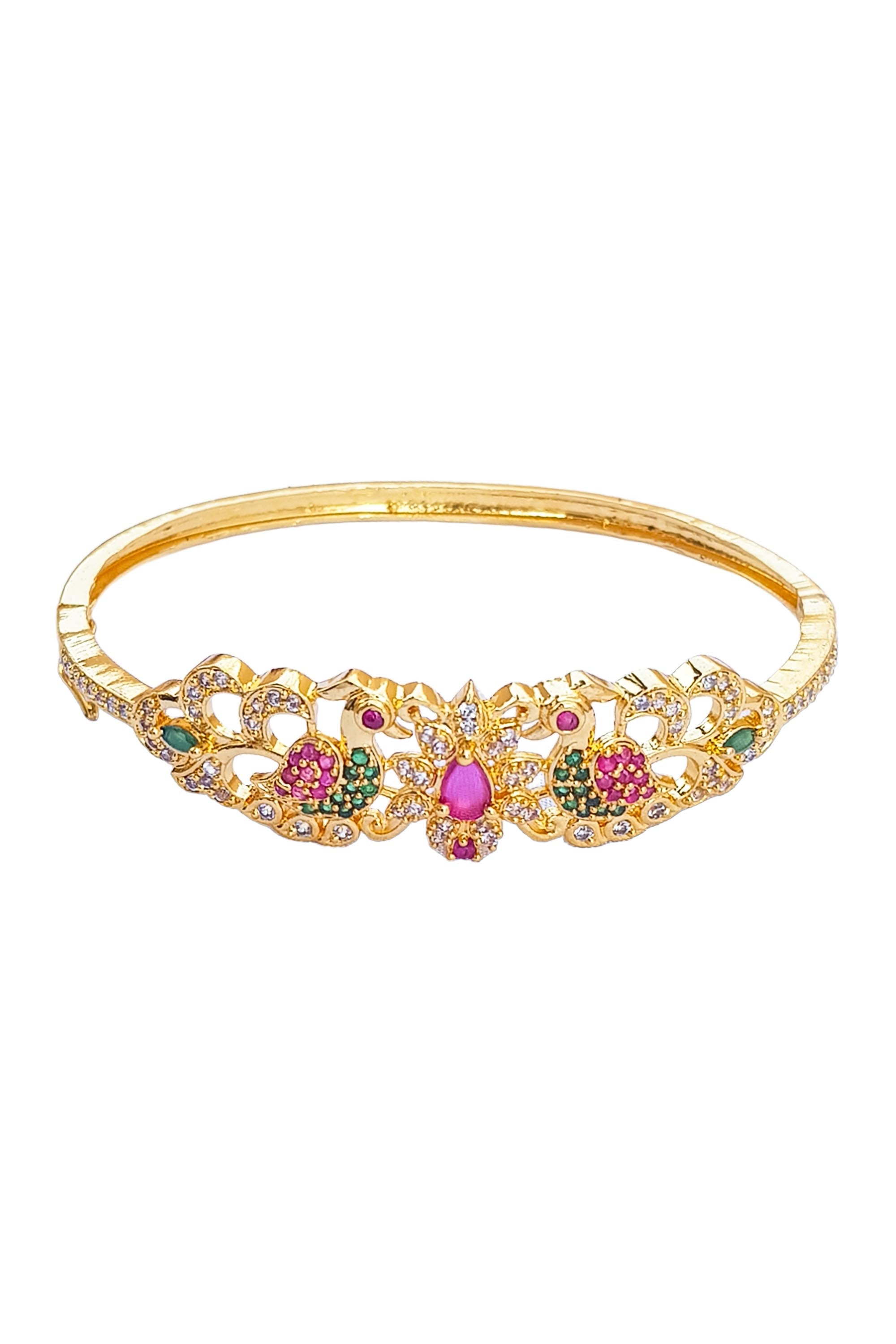 Swarovski Crystal Luna Multicolored Rose Gold-Tone Plated Bangle Bracelet |  REEDS Jewelers